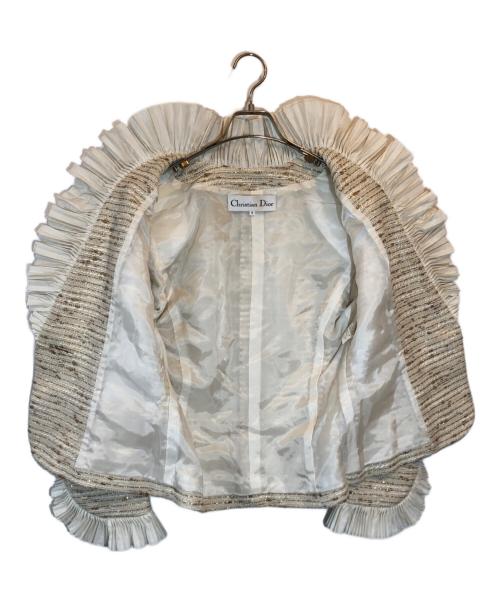 Christian Dior（クリスチャン ディオール）Christian Dior (クリスチャン ディオール) ツイードフリルセットアップ アイボリー サイズ:SIZE Mの古着・服飾アイテム