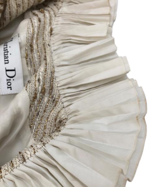 Christian Dior（クリスチャン ディオール）Christian Dior (クリスチャン ディオール) ツイードフリルセットアップ アイボリー サイズ:SIZE Mの古着・服飾アイテム