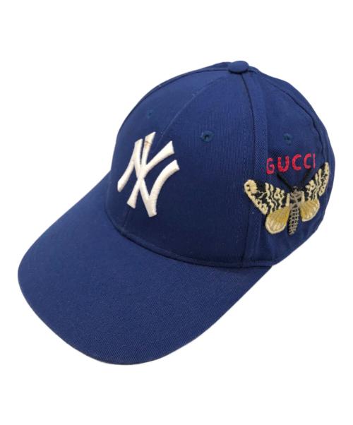 GUCCI（グッチ）GUCCI (グッチ) New Era (ニューエラ) NYバタフライベースボールキャップ ブルー サイズ:SIZE 57-61cmの古着・服飾アイテム