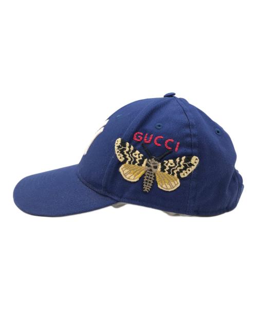GUCCI（グッチ）GUCCI (グッチ) New Era (ニューエラ) NYバタフライベースボールキャップ ブルー サイズ:SIZE 57-61cmの古着・服飾アイテム