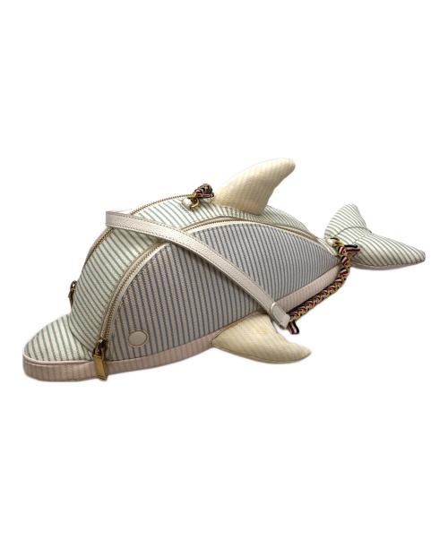 Thom Browne（トムブラウン）Thom Browne (トムブラウン) MINI DOLPHIN PASTEL STRIPED LEATHER CROSSBODY BAG ホワイトの古着・服飾アイテム