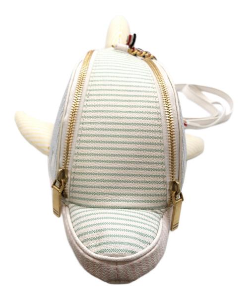 Thom Browne（トムブラウン）Thom Browne (トムブラウン) MINI DOLPHIN PASTEL STRIPED LEATHER CROSSBODY BAG ホワイトの古着・服飾アイテム