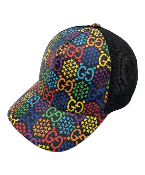 GUCCI（グッチ）GUCCI (グッチ) GG PSYCHEDELIC BASEBALL CAP ブラック サイズ:SIZE Lの古着・服飾アイテム