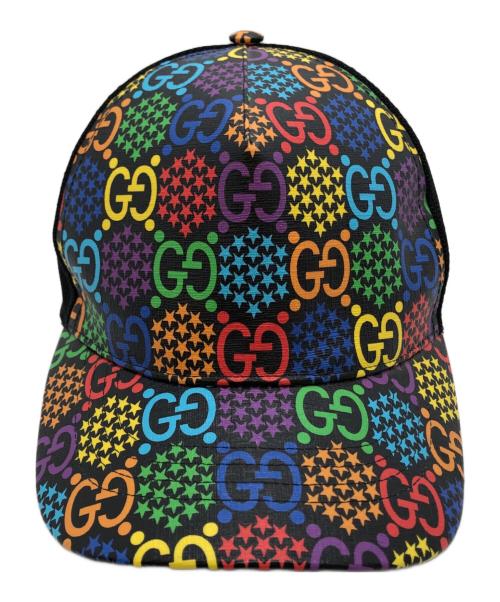 GUCCI（グッチ）GUCCI (グッチ) GG PSYCHEDELIC BASEBALL CAP ブラック サイズ:SIZE Lの古着・服飾アイテム