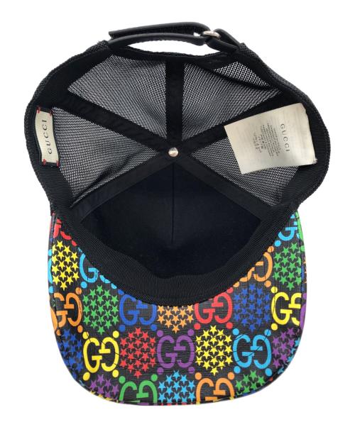 GUCCI（グッチ）GUCCI (グッチ) GG PSYCHEDELIC BASEBALL CAP ブラック サイズ:SIZE Lの古着・服飾アイテム