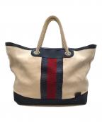 GUCCIグッチ）の古着「LARGE TOTE IN FABRIC」｜ベージュ×ネイビー