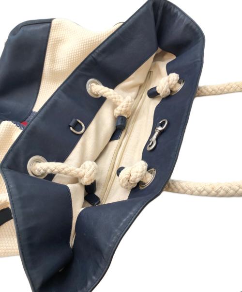 GUCCI（グッチ）GUCCI (グッチ) LARGE TOTE IN FABRIC ベージュ×ネイビーの古着・服飾アイテム