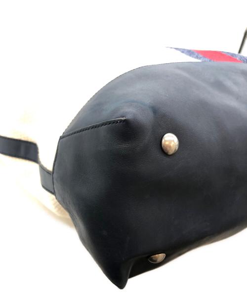 GUCCI（グッチ）GUCCI (グッチ) LARGE TOTE IN FABRIC ベージュ×ネイビーの古着・服飾アイテム