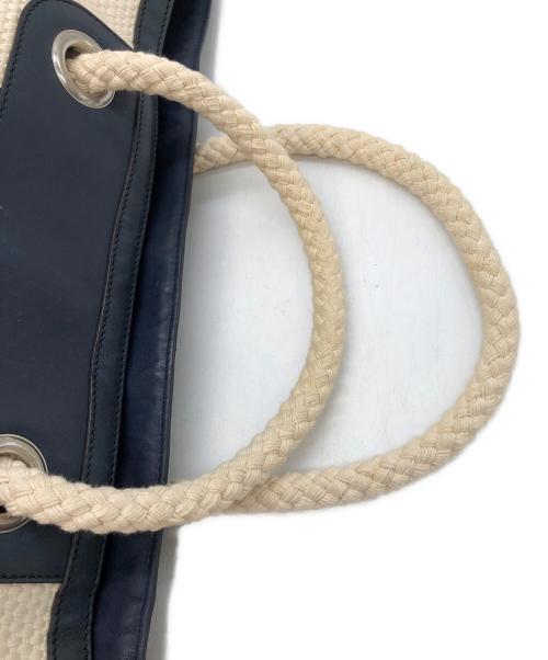 GUCCI（グッチ）GUCCI (グッチ) LARGE TOTE IN FABRIC ベージュ×ネイビーの古着・服飾アイテム