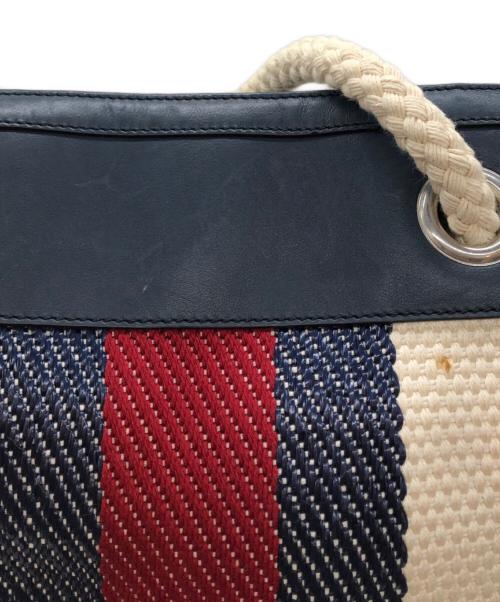 GUCCI（グッチ）GUCCI (グッチ) LARGE TOTE IN FABRIC ベージュ×ネイビーの古着・服飾アイテム