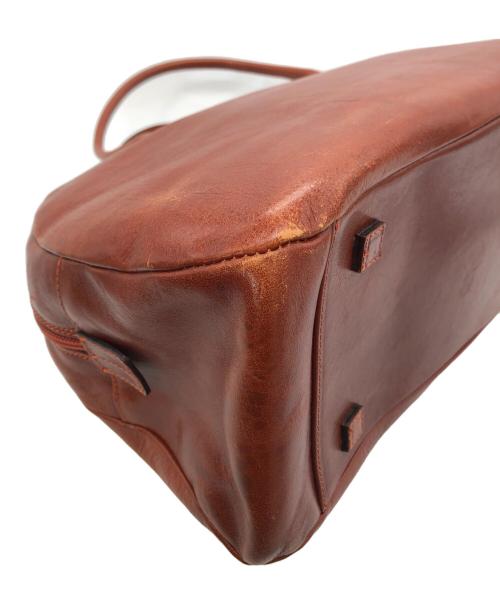 HIROFU（ヒロフ）HIROFU (ヒロフ) Hロゴレザーハンドバッグ ブラウンの古着・服飾アイテム