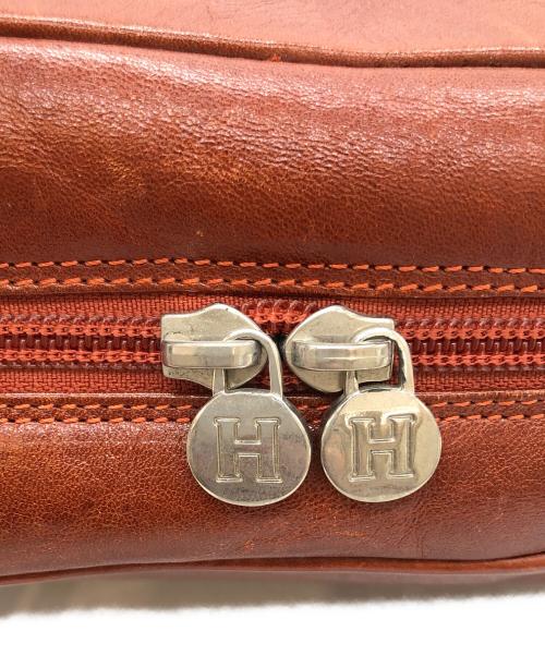 HIROFU（ヒロフ）HIROFU (ヒロフ) Hロゴレザーハンドバッグ ブラウンの古着・服飾アイテム