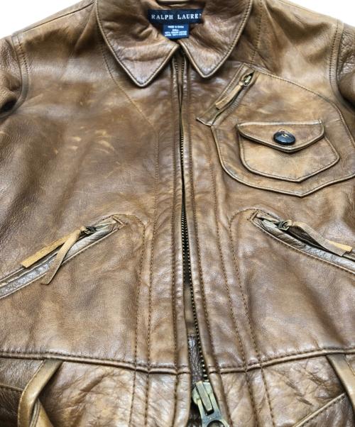 RALPH LAUREN（ラルフローレン）RALPH LAUREN (ラルフローレン) レザーショートジャケット ブラウン サイズ:SIZE 9の古着・服飾アイテム