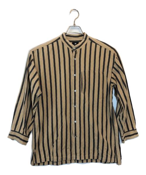 IM ISSEY MIYAKE（アイエムイッセイミヤケ）IM ISSEY MIYAKE (アイエムイッセイミヤケ) 染めストライプバンドカラーシャツ ベージュ サイズ:SIZE Mの古着・服飾アイテム