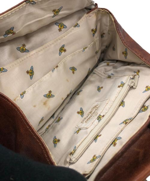 Vivienne Westwood（ヴィヴィアンウエストウッド）Vivienne Westwood (ヴィヴィアンウエストウッド) レザーミニハンドバッグ ブラウンの古着・服飾アイテム