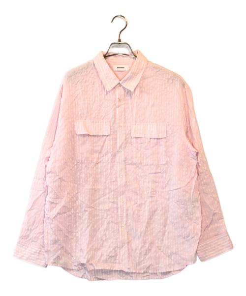 MIESROHE（ミースロエ）MIESROHE (ミースロエ) ストライプとろみポケットシャツ ピンク サイズ:Fの古着・服飾アイテム