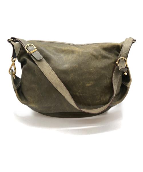 CELINE（セリーヌ）CELINE (セリーヌ) レザーショルダーバッグ カーキの古着・服飾アイテム