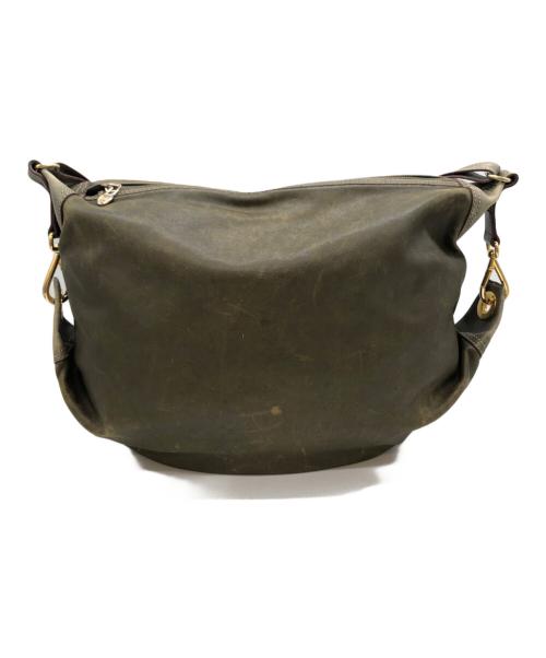 CELINE（セリーヌ）CELINE (セリーヌ) レザーショルダーバッグ カーキの古着・服飾アイテム