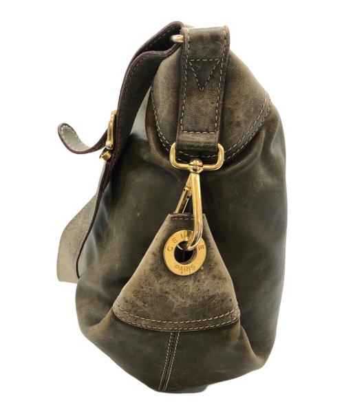 CELINE（セリーヌ）CELINE (セリーヌ) レザーショルダーバッグ カーキの古着・服飾アイテム