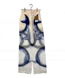 BURBERRY LONDON ENGLAND（バーバリー ロンドン イングランド）の古着「マーメイドテールプリント シフォン オーバーレイシルクショーツ」｜ホワイト