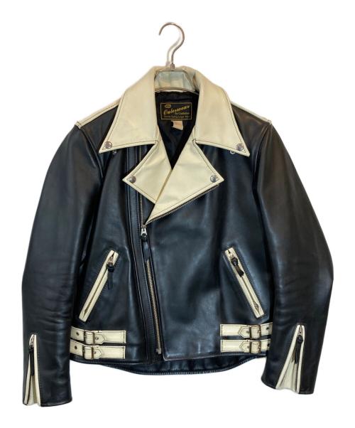 CUSHMAN（クッシュマン）CUSHMAN (クッシュマン) ダブルライダースジャケット ブラック×ホワイト サイズ:Mの古着・服飾アイテム