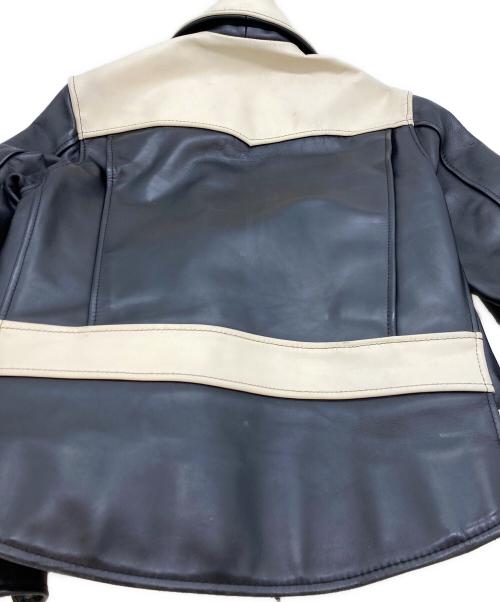 CUSHMAN（クッシュマン）CUSHMAN (クッシュマン) ダブルライダースジャケット ブラック×ホワイト サイズ:Mの古着・服飾アイテム