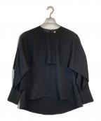 ENFOLDエンフォルド）の古着「ジョーゼットノーカラーレイヤードAラインブラウス」｜ブラック