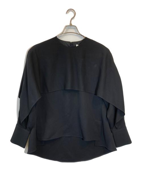 ENFOLD（エンフォルド）ENFOLD (エンフォルド) ジョーゼットノーカラーレイヤードAラインブラウス ブラック サイズ:SIZE Mの古着・服飾アイテム