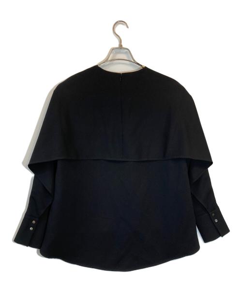 ENFOLD（エンフォルド）ENFOLD (エンフォルド) ジョーゼットノーカラーレイヤードAラインブラウス ブラック サイズ:SIZE Mの古着・服飾アイテム