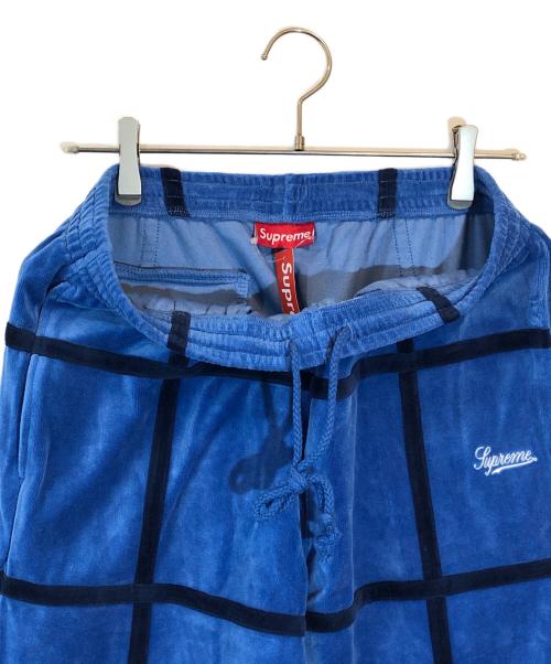 SUPREME（シュプリーム）Supreme (シュプリーム) Grid Taping Velour Pant ブルー サイズ:SIZE Sの古着・服飾アイテム