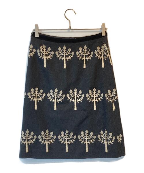 mina perhonen（ミナ ペルホネン）mina perhonen (ミナ ペルホネン) ringo カシミヤシルク混スカート ブラック サイズ:2の古着・服飾アイテム