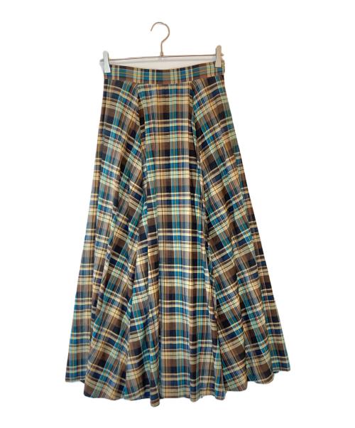 Curensology（カレンソロジー）Curensology (カレンソロジー) スラブチェックスカート ブラウン サイズ:38の古着・服飾アイテム