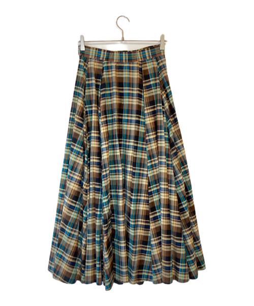 Curensology（カレンソロジー）Curensology (カレンソロジー) スラブチェックスカート ブラウン サイズ:38の古着・服飾アイテム