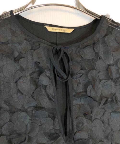 Curensology（カレンソロジー）Curensology (カレンソロジー) ドットチュールノースリーブブラウス ブラック サイズ:Fの古着・服飾アイテム