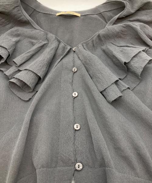 Curensology（カレンソロジー）Curensology (カレンソロジー) ラッフルニットカーディガン グレー サイズ:Fの古着・服飾アイテム