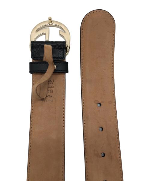 GUCCI（グッチ）GUCCI (グッチ) GバックルGGレザーベルト ゴールド×ブラック サイズ:下記参照の古着・服飾アイテム