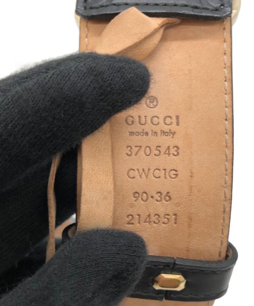 GUCCI（グッチ）GUCCI (グッチ) GバックルGGレザーベルト ゴールド×ブラック サイズ:下記参照の古着・服飾アイテム