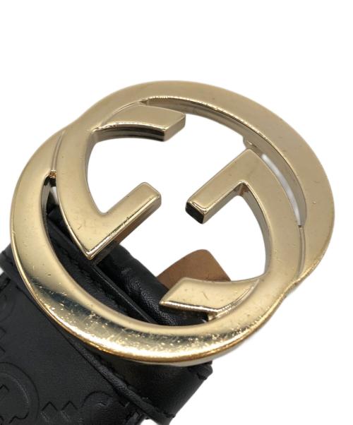 GUCCI（グッチ）GUCCI (グッチ) GバックルGGレザーベルト ゴールド×ブラック サイズ:下記参照の古着・服飾アイテム
