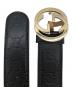 GUCCI (グッチ) GバックルGGレザーベルト ゴールド×ブラック サイズ:下記参照：23000円