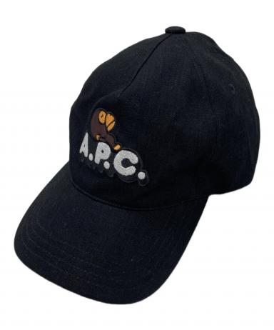 【美品】A BATHING APE×A.P.C コラボ ベースボールキャップ 黒 中古・古着通販】A.P.C. (アーペーセー) A BATHING APE (ア ベイシング