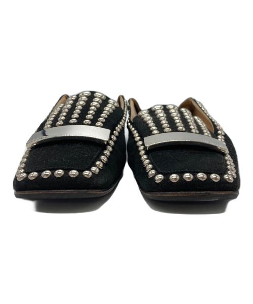 sergio rossi（セルジオロッシ）sergio rossi (セルジオロッシ) スタッズスクエアミュール ブラック サイズ:37の古着・服飾アイテム