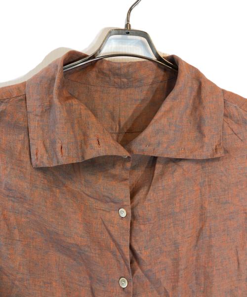 CABAN（キャバン）CABaN (キャバン) リネンハイカラーフレンチスリーブシャツ オレンジ サイズ:Sの古着・服飾アイテム