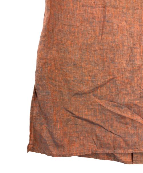 CABAN（キャバン）CABaN (キャバン) リネンハイカラーフレンチスリーブシャツ オレンジ サイズ:Sの古着・服飾アイテム