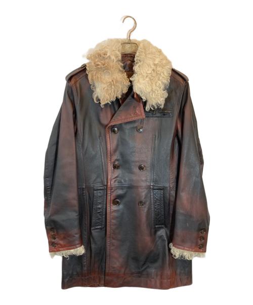 DOLCE & GABBANA（ドルチェ＆ガッバーナ）DOLCE & GABBANA (ドルチェ＆ガッバーナ) ムラ染めカンガルーレザーコート ブラウン サイズ:SIZE 50の古着・服飾アイテム