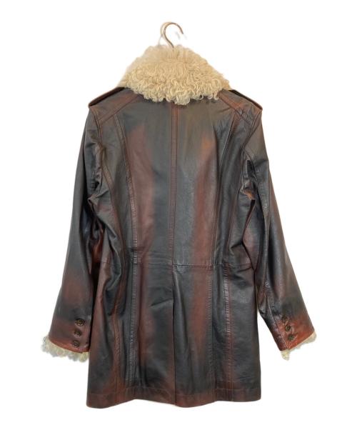 DOLCE & GABBANA（ドルチェ＆ガッバーナ）DOLCE & GABBANA (ドルチェ＆ガッバーナ) ムラ染めカンガルーレザーコート ブラウン サイズ:SIZE 50の古着・服飾アイテム