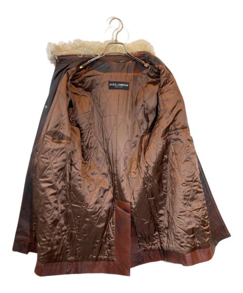 DOLCE & GABBANA（ドルチェ＆ガッバーナ）DOLCE & GABBANA (ドルチェ＆ガッバーナ) ムラ染めカンガルーレザーコート ブラウン サイズ:SIZE 50の古着・服飾アイテム