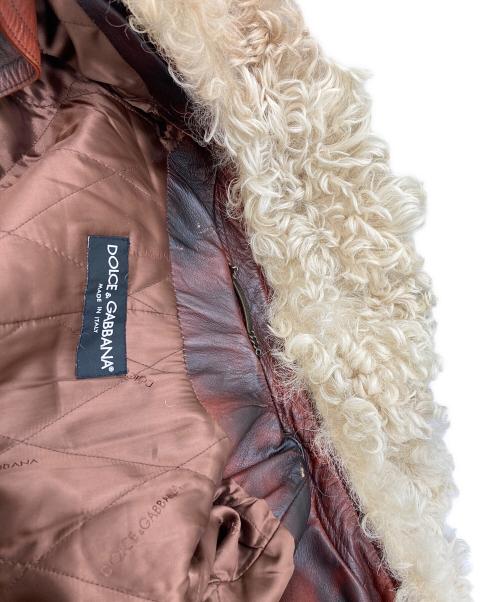 DOLCE & GABBANA（ドルチェ＆ガッバーナ）DOLCE & GABBANA (ドルチェ＆ガッバーナ) ムラ染めカンガルーレザーコート ブラウン サイズ:SIZE 50の古着・服飾アイテム