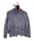 rittoリット）の古着「ミックスニットダメージプルオーバー」｜ネイビー