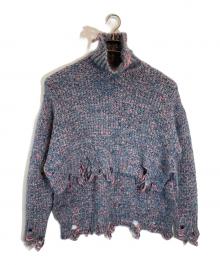 ritto（リット）の古着「ミックスニットダメージプルオーバー」｜ネイビー