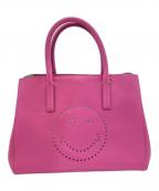 ANYA HINDMARCHアニヤ・ハインドマーチ）の古着「スマイリー パンチング オールレザー トートバッグ」｜ピンク